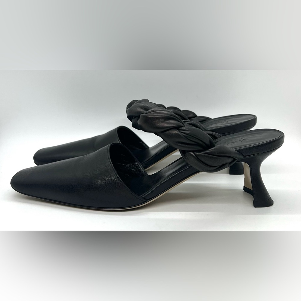 M. Gemi Braided Twist Leather Heeled Mule Pumps 37.5 - Picture 3 of 16